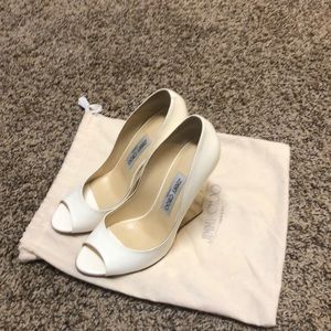 Jimmy Choo Baxen wedge peep toe White patent